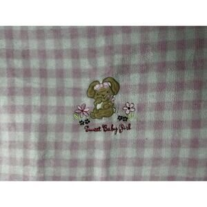 Small Wonder Pink Baby Blanket “Sweet Baby Girl” Bunny Rabbit Gingham Plaid